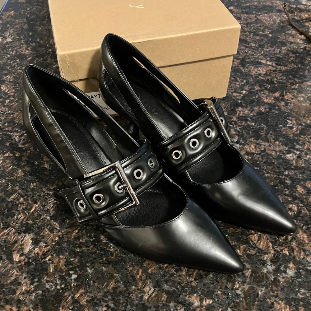 Sweet Sanctuary Black Pumps Kitten Heels Shoes Women's 8 Medium
